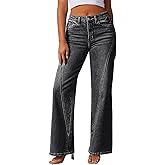 Pink Queen Wide Leg Jeans for Women 2025 High Waisted Casual Loose Fit Denim Pants Trendy Seamed Long Trousers with Pockets