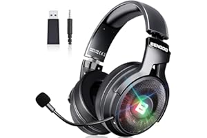 BENGOO Wireless Gaming Headset for PS5 PS4 PC Mac, USB Over Ear Headphones with Noise Canceling Microphone, 7.1 Sound, 30 Hrs Play-time, 3,5mm Wired for Xbox Controller Switch