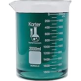 2000ml Beaker, Low Form Griffin, Borosilicate 3.3 Glass, Double Scale, Graduated, Karter Scientific 213D20 (Single)