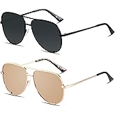 ANDWOOD Oversized Aviator Sunglasses for Women Men Big Large UV Protection Fashion Sun glasses