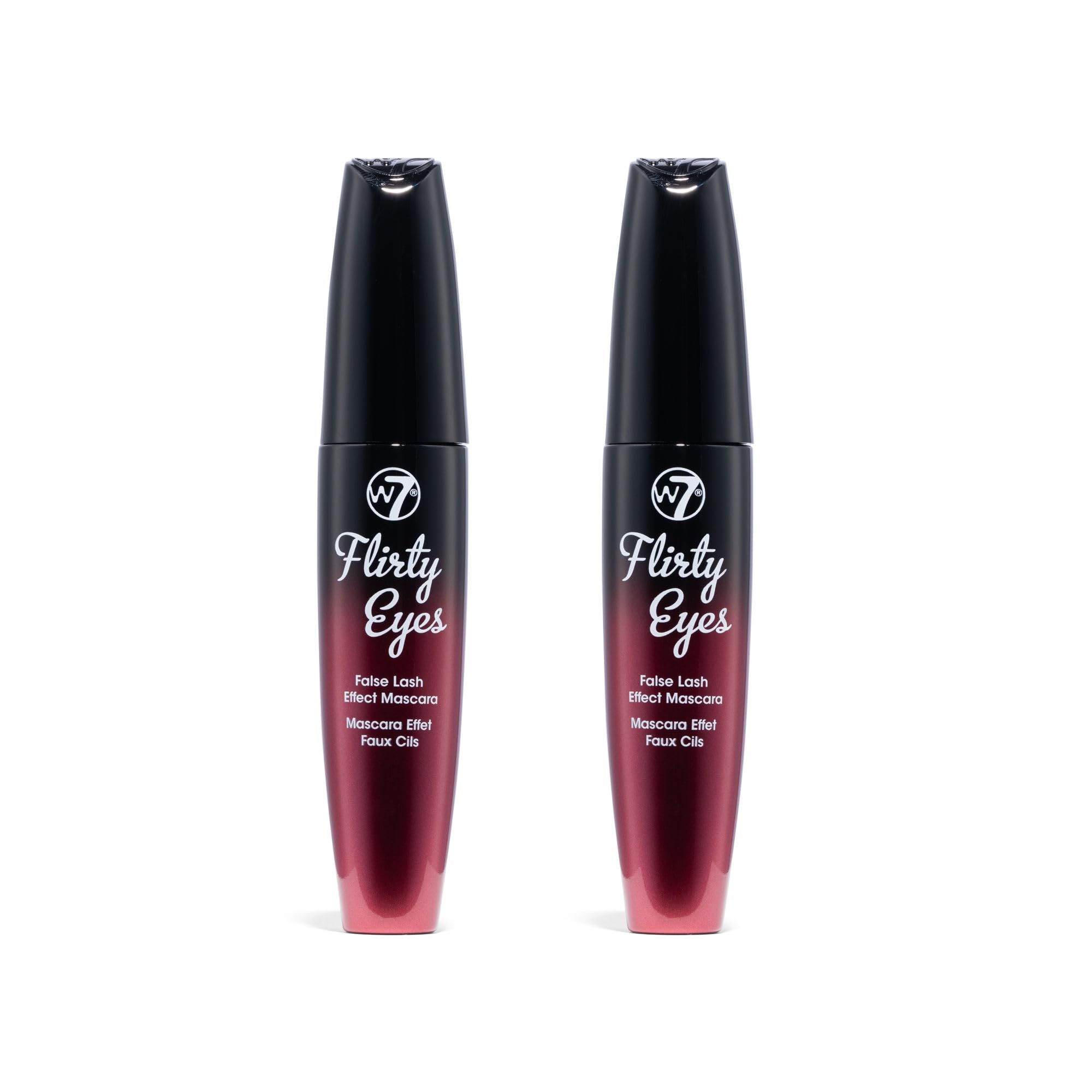 W7 Flirty Eyes Mascara - Long-Lasting, Hourglass Black Mascara For Volume And Length - 2 Pack
