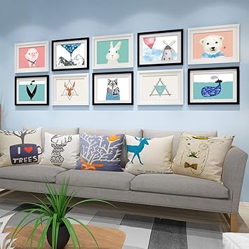 Amazon Co Jp フォトウォールフレームフォトフレームギャラリーファッションウォールデコレーションセット 使用可能なイラストと家族付き 10枚のトレンディデザインセット 色 E スポーツ アウトドア