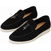 Slip-On Penny Loafers for Women, Suede Upper with Genuine Leather Lining Comfort Casual Dressy Walking Shoes