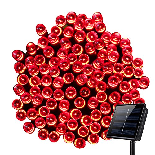 Solar Powered Fairy String Lights 72ft 22m 200 LED KINGCOO Waterproof Christmas Lights for Outdoor, Gardens, Homes, Wedding, Christmas Party,Party Decoration - Red
