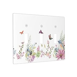 Butterfly Flower Triple Toggle Light Switch Cover