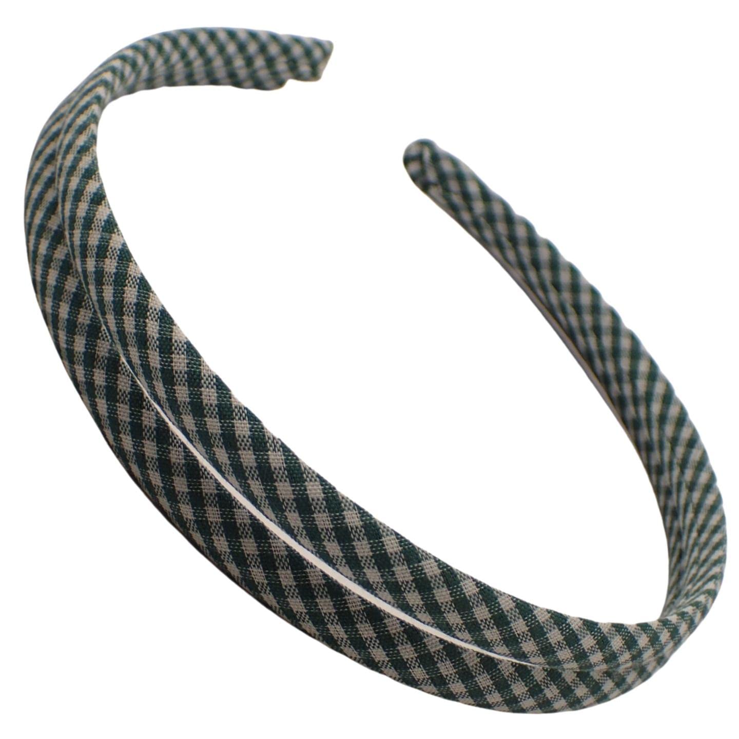 Topkids Accessories 2pcs 1cm Gingham Alice Band, Girls Headbands for School, Cute School Accessories for Girls, Pretty Coloured Checkered Style, Hair Accessories (Green) — image 1