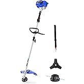 WILD BADGER POWER 26cc Weed Wacker Gas Powered, 3 in 1 String Trimmer/Edger 17'' with 10'' Brush Cutter,Rubber Handle &amp; Shoulder Strap Included