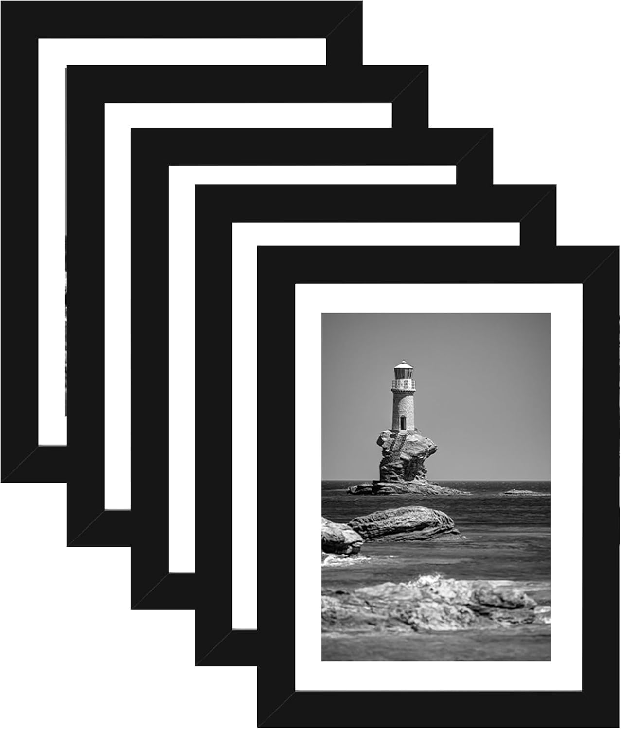 Photo Albums, Frames & Accessories - 5x7 Picture Frame Set of 5, Display Pictures 4x6 with Mat or 5x7 Without Mat, Wall Gallery Photo Frames or Tabletop Display