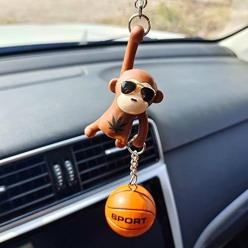 Car Rear View Mirror Accessories Wearing Sunglasses Monkey Car