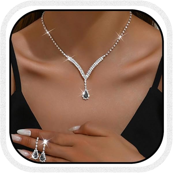 Collar Mujer Juego De Joyas De Boda Con Cristales Collar Y Pendientes De  Plata Para Novias Y Damas De Honor Collares Mujer