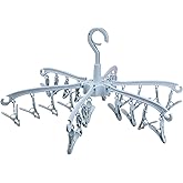 Dokpav Clip and Drip Hanger with 24 Clips Plastic Swivel Hook, Socks Drying Rack Folding Windproof, Portable Folding Drying R