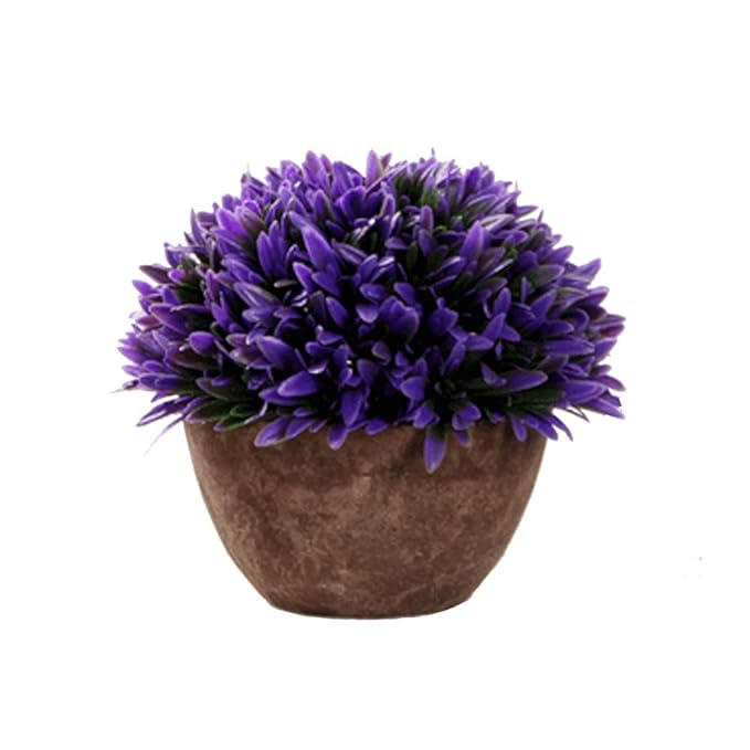 Dosige Künstliche Pflanzen Topf Sträucher Gras Kunstpflanzen Aussenbereich für Draußen Garten Hause Deko Kunststoff Lila