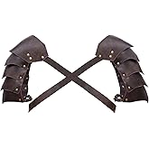 Viking Double Pauldrons - Medieval Faux Leather Shoulder Armor for LARP, Cosplay & Ren Faire