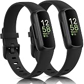 2 Pack Bands Compatible with Fitbit Inspire 3 Bands for Women Men, Sport Silicone Adjustable Replacement Straps for Fitbit Inspire 3 Fitness Tracke (Black/Black)
