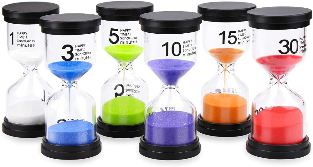 Comsmart Sand Timer Set 6 Colors 1 3 5 10 15 30 Min Classroom Home Office