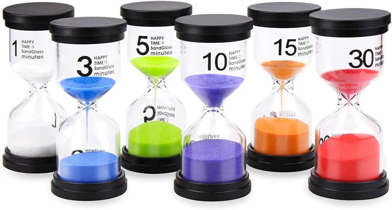 Comsmart Sand Timer Set 6 Colors 1 3 5 10 15 30 Min Classroom Home Office