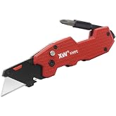 XW Folding Utility Knife with Screwdriver, 5-in-1 Multi-functional Heavy Duty Lock-back Box Cutter