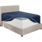 Hearth & Harbor Extra Deep Pocket Full Fitted Sheet - Fits 18 to 24 Inch Mattress – Ultra Soft 1800 Microfiber, Wrinkle-Free & Breathable – Hotel Luxury Fitted Sheet Only, Navy