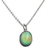 Pammytail Mood Necklace Oval Shaped Color Changing Pendant 18 inch