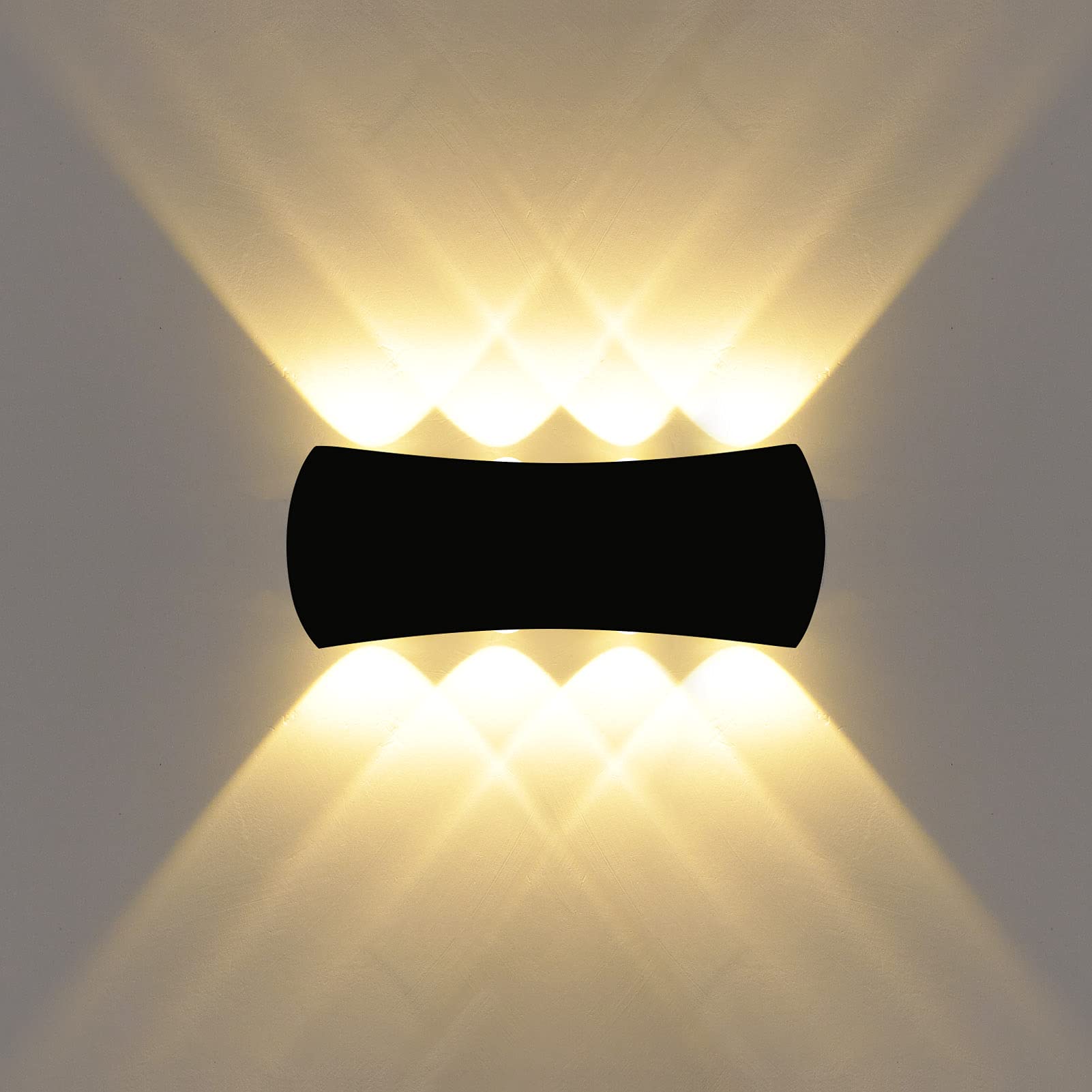 KAWELL 8W Modern Wall Lamp LED Wall Light Up Down Aluminum Wall Wash Light Indoor Outdoor Waterproof IP65 for Bathroom Porch Bedroom Corridor Living Room Stairs Hallway, Black 3000K