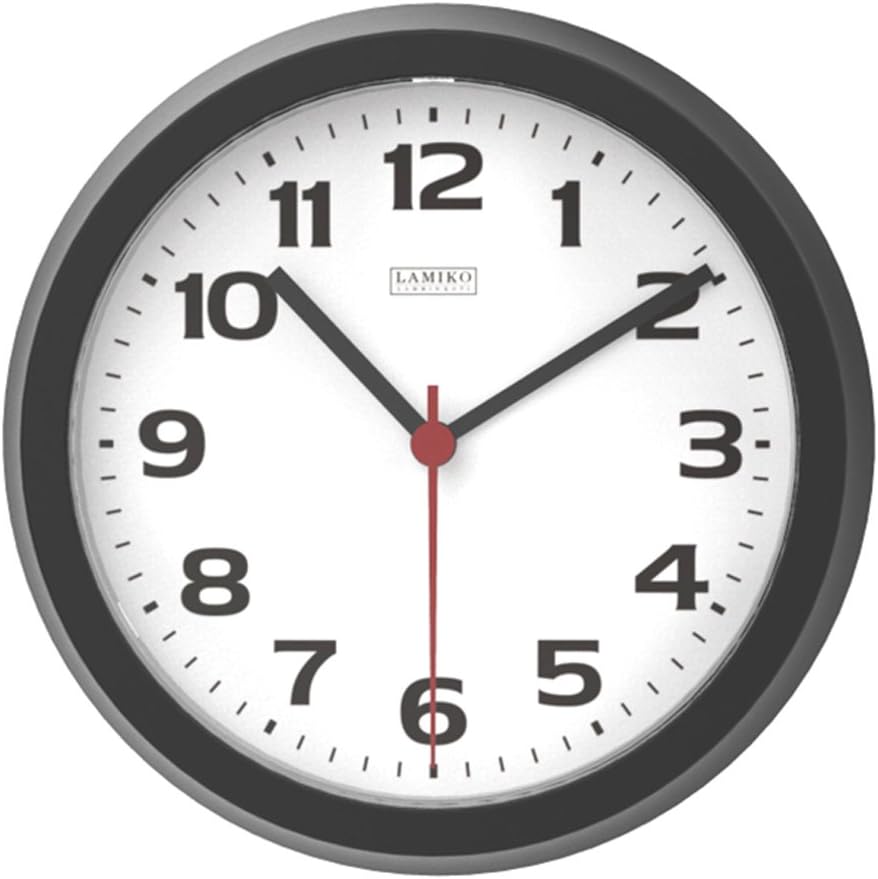 LAMIKO 10'' Non-Ticking & Silent Wall Clock Noiseless Indoor Decorative Universal Clock,Black