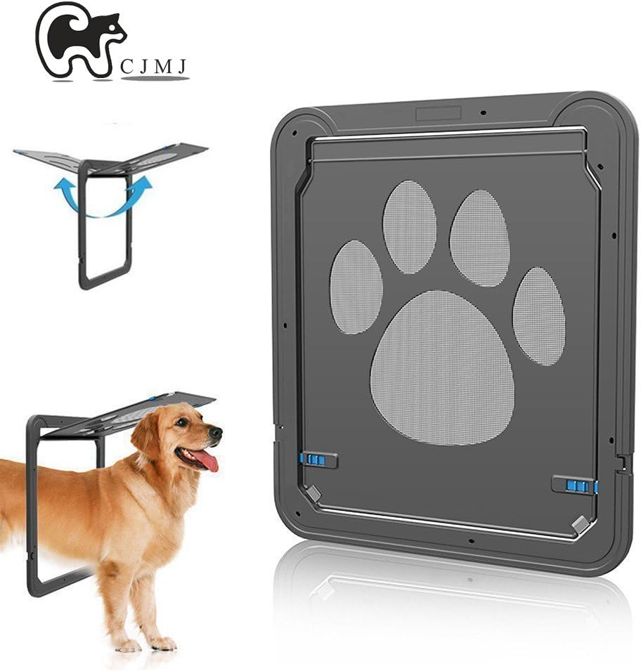 CJMJ Pet Screen Door Dog Cat Door Automatic Lock Safety Nets Gates For Cats Small Medium Dogs Easy To Install