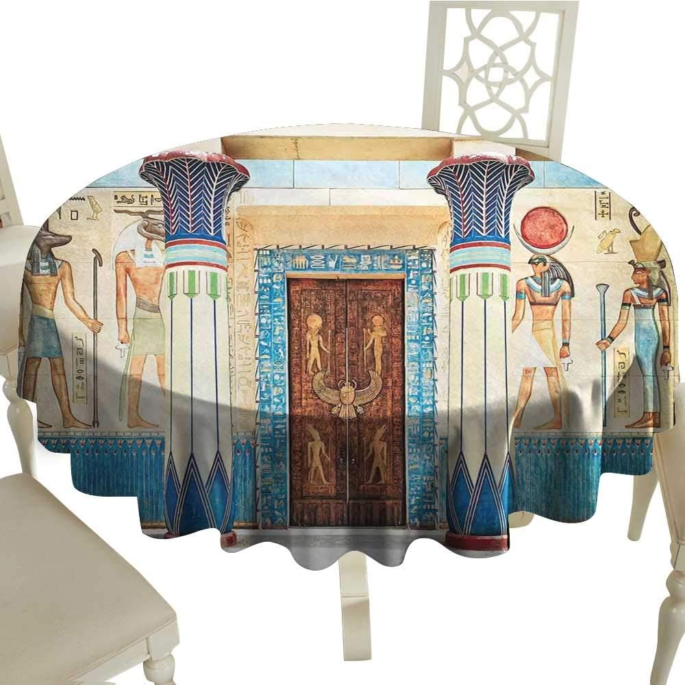 familytaste Round Tablecloth Egyptian,Ancient Egyptian Writing on Stone Antique Old
