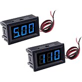 CrocSee 2Pack DC 5-120V Mini Voltage Meter, 2-Wire, 0.56 Inch | Digital Display Panel Voltage Meter , for RV Motorcycle Battery Monitor