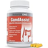 Balance ONE Candida Cleanse & Yeast Support Complex – Caprylic Acid, Undecylenic Acid, Berberine & Oregano Leaf – Gut Flora Balance for Women & Men – 90 Delayed Release Capsules – CandAssist