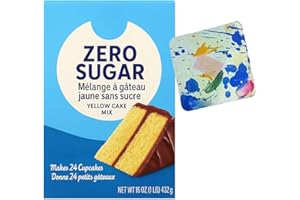 Sugar-Free Classic Yellow Cake Mix – 16oz Box (Low Carb, Keto Friendly) with Abstract Art Coaster by PaLiSoL CREATiONS / Méla
