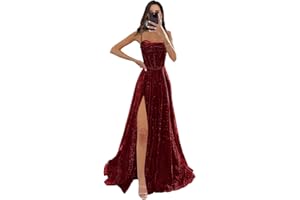 Boey Frek Sparkly Tulle Prom Dress Long Ball Gown Sequin Corset Formal Evening Gown with Slit for Women 2025