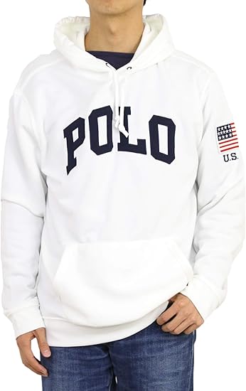 Amazon ポロ ラルフローレン Polo Ralph Laurenメンズ プルオーバースウェットパーカー アメリカ国旗 ワンポイント L White 並行輸入品 トレーナー パーカー 通販