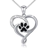 Ladytree S925 Sterling Silver Puppy Dog Cat Pet Paw Print Pendant Necklace 18 inches