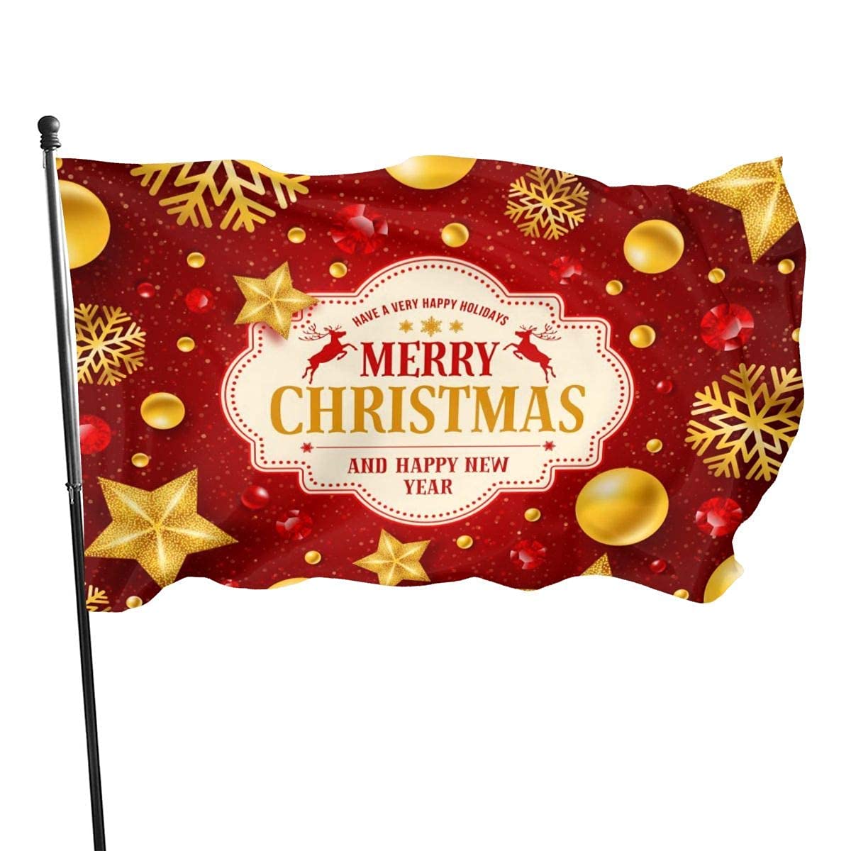 Flags Winter Holiday Christmas Stars Snowflakes Xmas Durable Flag Banner Brass Eyelet Ideal For Party Decoration/Fancy Dress Accessory 3x5 Ft