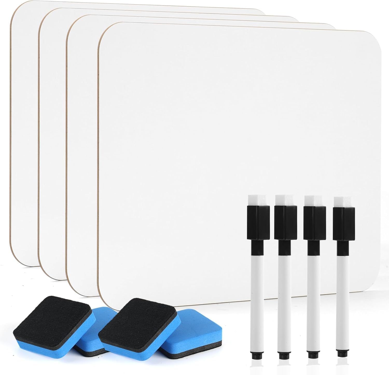 8 Pack Small A4 White Board Dry Erase Boards, 22 x 30 cm Double Sided Mini Portable WhiteBoards Lapboards for Home Office Supplies