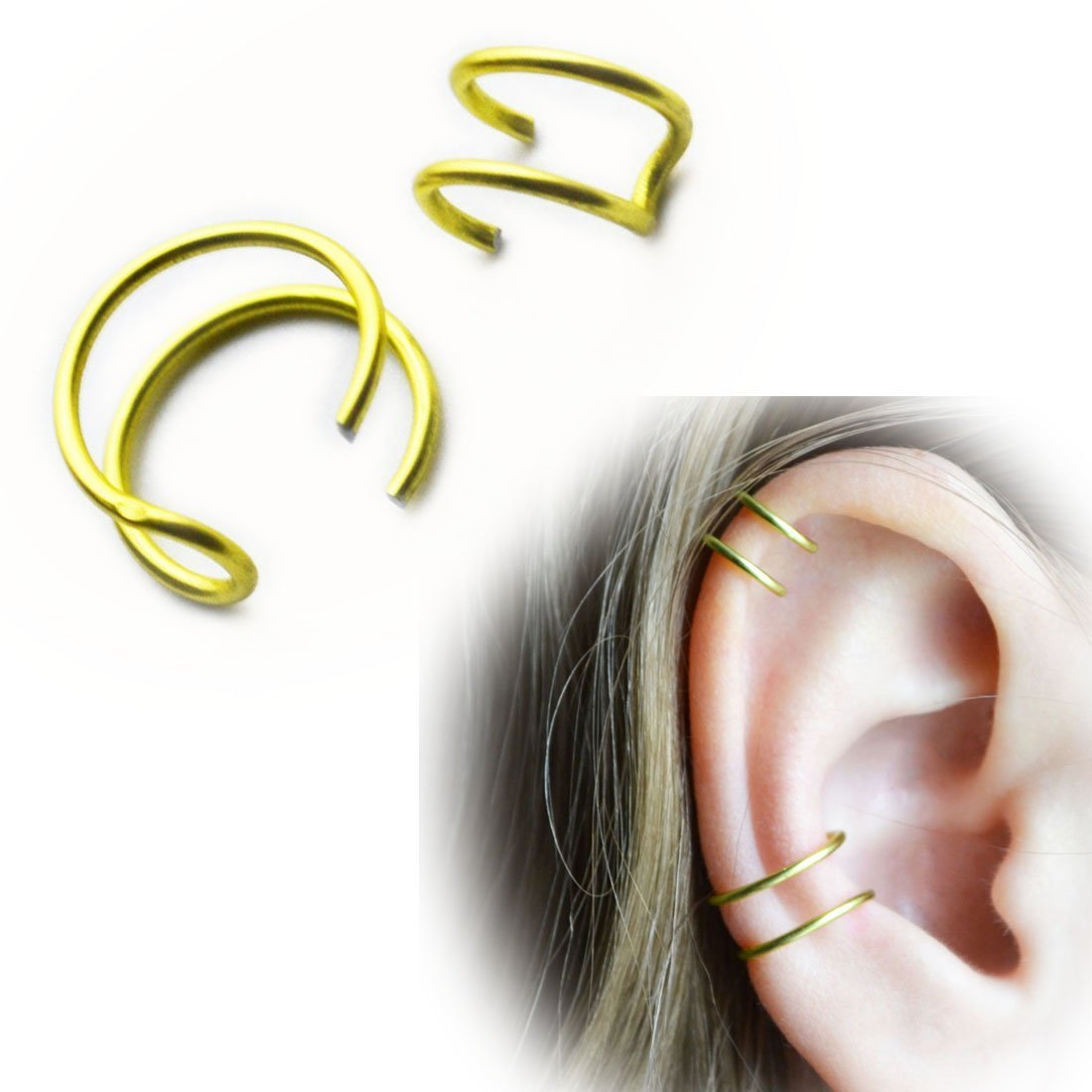 Set of 2 Ear Cuffs, Cartilage Ear Cuff, Simple Ear Cuff, Fake Cartilage Earring