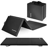 BalanceFrom 6x2 Feet 3-Panel Folding Gymnastics Mat &ndash; 2-Inch Thick Pad with Vinyl Surface and Carrying Handles for Tumbling, Yoga, Pilates, Home Workouts, and Martial Arts