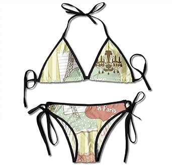Conjunto de Bikini para Mujer, París Ilustración de Corazones Torre