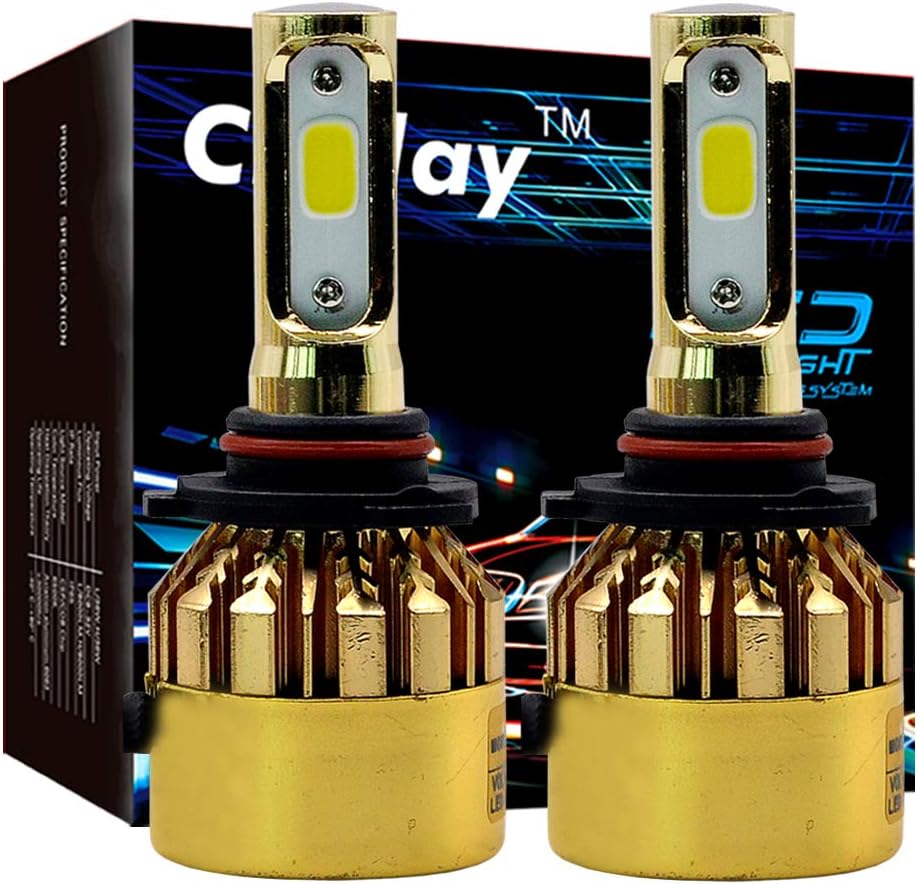 Chylay 9005/HB3 LED Headlight Bulb For Car Automotive Headlamp S500 72W 8000Lumens 6500K Golden Chrome Aluminum Housing & Turbo Cooling -2 Yr Warranty (Pack of 2)