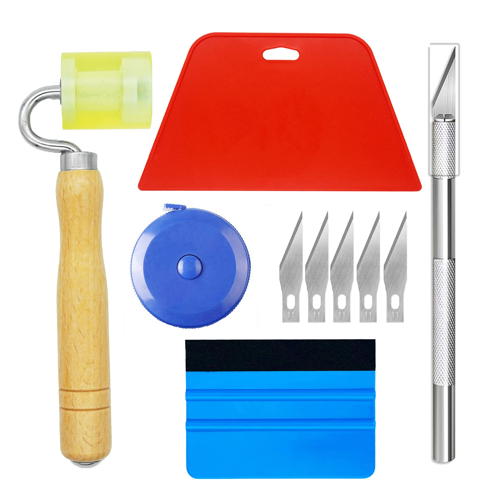 Ewrap Complete Wallpaper Tools Kit Wallpaper Smoother Tools with Plastic Squeegee, Hand Seam Roller, Tape Measure and Trimmer Ideal for Car Vinyl Wrap, Window Film Installation