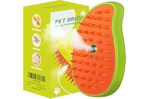 ZXCIVHUA Cat Steam Brush,3 in 1 Silicone Massage Grooming Brush，Removing Tangled And Loose Hair, Pet Hair Cleaning Brush Comb(Mango Green)