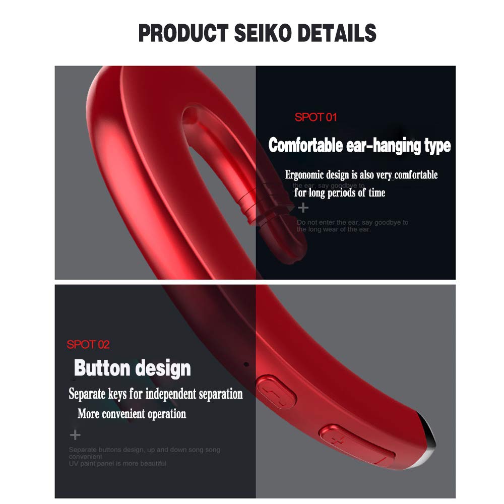 SLUB Ture Wireless Bluetooth Invisible Single Earbud with Microphone Noise Cancelling  Waterproof Ear-Hook Non Ear Plug Sport Headset for  Cell Phone(Black)