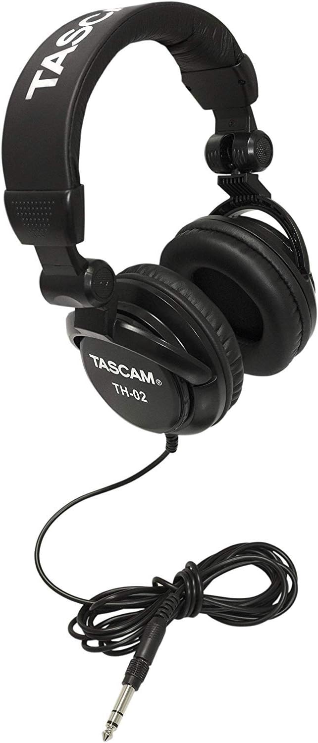 Tascam TH-02 Closed Back Studio Headphones, Black: Musical Instruments