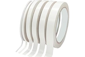 SMARINGROBOT Double Sided Tape for Crafts, Double-Sided Tape for Arts, Scrapbook Supplies, Photography, Gifts Box, Scrapbooking, Card Making, Paper Backing, Tear-by-Hand, 6 Roll Heavy Duty Multi-Size Adhesive Tape
