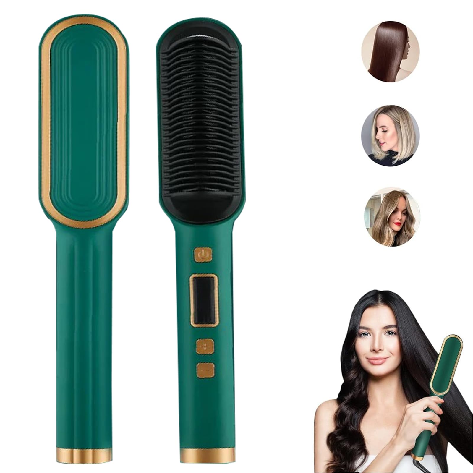 Hair Straightener Brush - 20s Fast Heating & Adjustable Temp, Smooth Frizz-Free Hair for All Types
