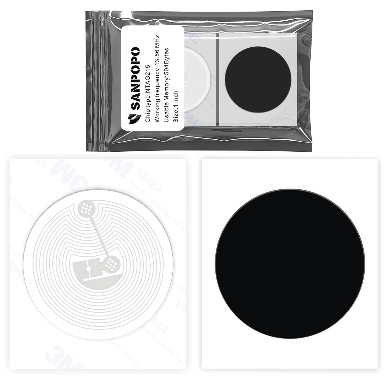 10+10pcs Anti-Metal Interference NFC Tags Rewritable NTAG215 Stickers On-Metal NFC Tag Stickers,Compatible with TagMo,Amiibo and All Other NFC Enabled Devices