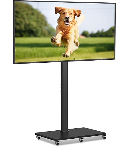 Soporte De TV De Suelo VEVOR, Altura Ajustable 1175-1296 Mm, Para TV 32-65 Pulgadas, Soporta 40 Kg, Giratorio, Con Ruedas