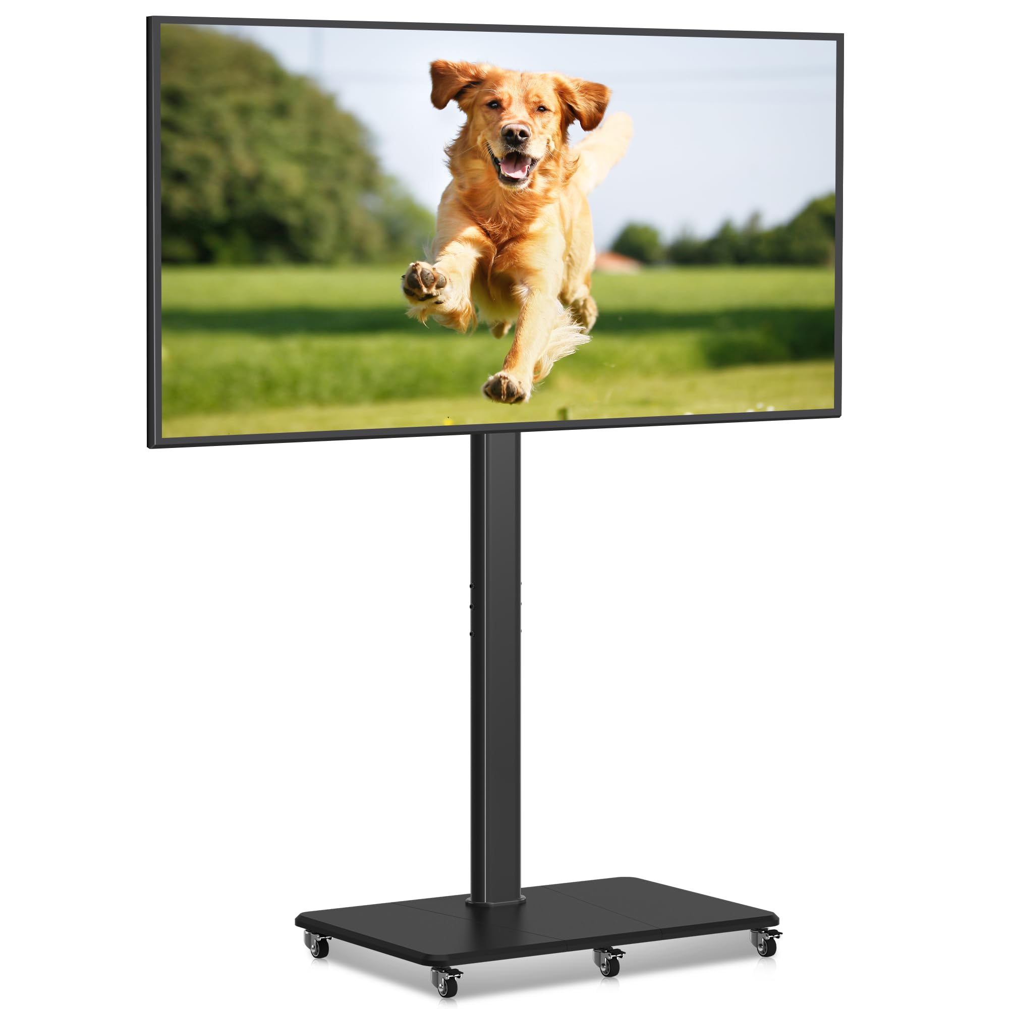 Photo 1 of XINLEI Tall Floor TV Stand for 32-75" TV Portable Rolling TV Cart with Wheels Height Adjustable with Wood Base, Holds up to 88 lbs, Max VESA 600x400mm TS005HB