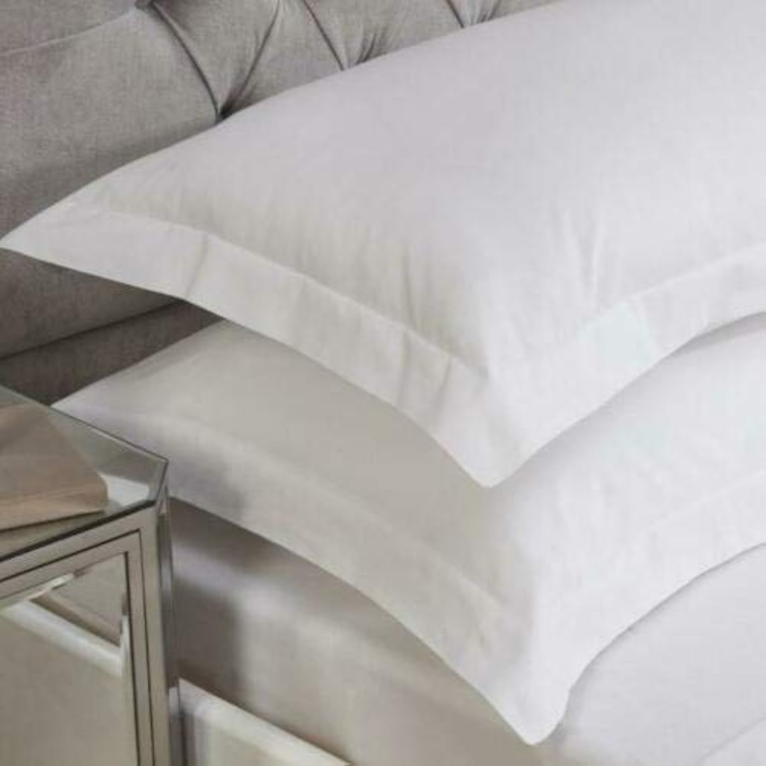100% EGYPTIAN COTTON PILLOW CASES LUXURY HOTEL QUALITY WHITE SILVER CREAM 400 THREAD COUNT 2 PACK (Cream, Oxford Pillow Case)
