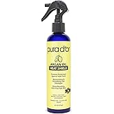 PURA D'OR 8 Oz Argan Oil Heat Shield Protectant Spray with Select Organic Ingredients, Protects Up To 450º F From Flat Iron & Hot Blow Dry, Leave-In, Define & Shine Dry & Damaged Hair